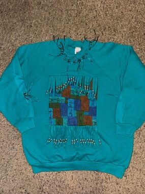 VINTAGE Fruit of the Loom Teal Casualwear Sweatshirt Womens size Large